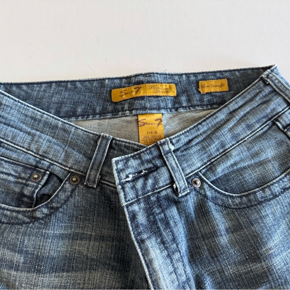 Seven Jeans, 6, Slim Straight, 29” inseam, Rise 9”, Dark Denim, Like New - Picture 2 of 5